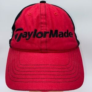 TaylorMade Burner Strapback Hat Adjustable Back Golf Cap Red Black Youth Kids